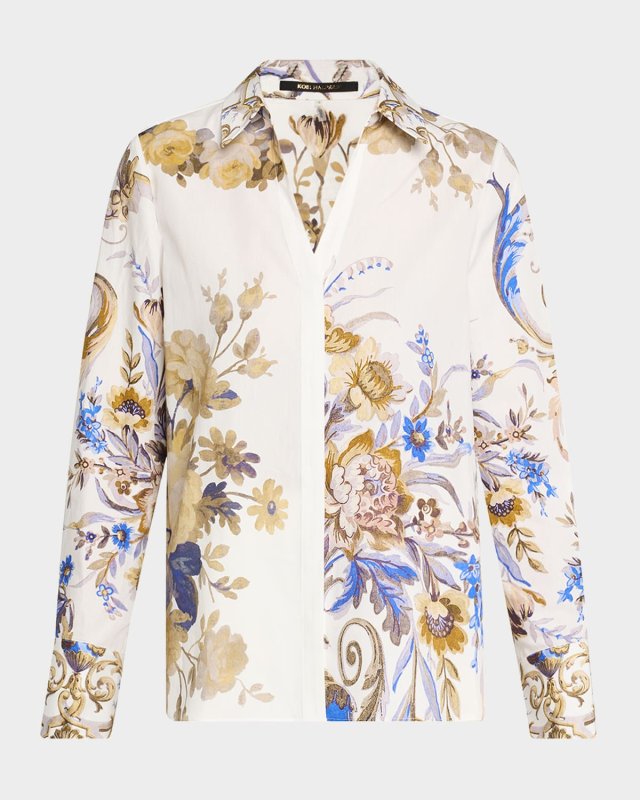 Laurent Floral-Print Cotton Blous